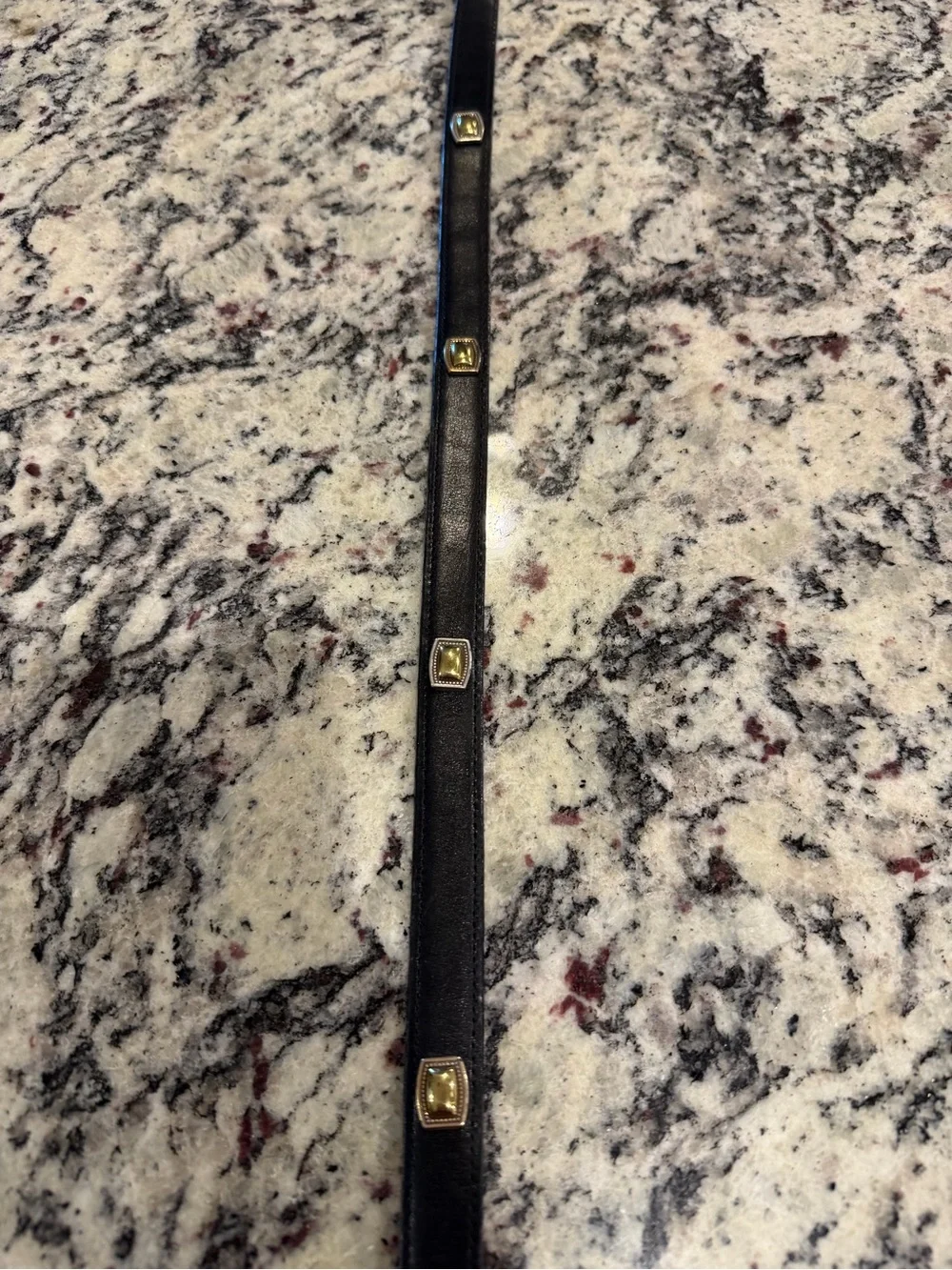 Brighton Black Leather Kids Belt with Silver Buckle and Gold Accents